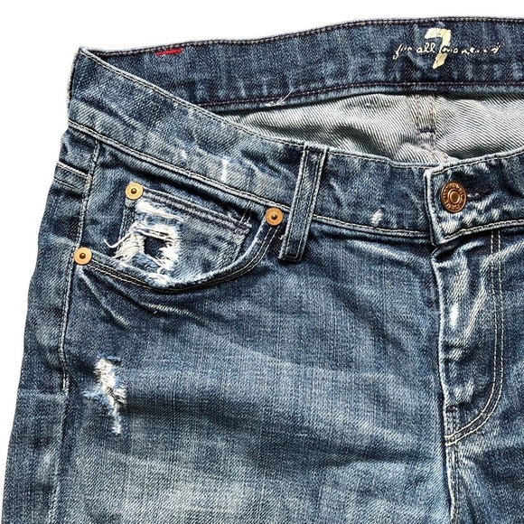 7FAM Crop Straight Leg Distressed Size 28 Capri Summer Jeans - Picture 4 of 13